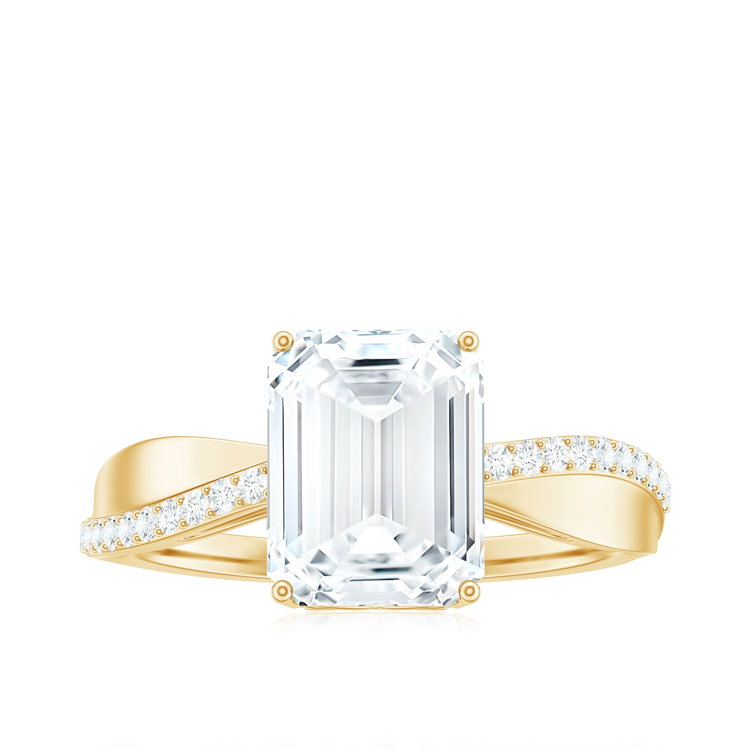 2.8 Carat Emerald Cut Moissanite Solitaire Classic Engagement Ring