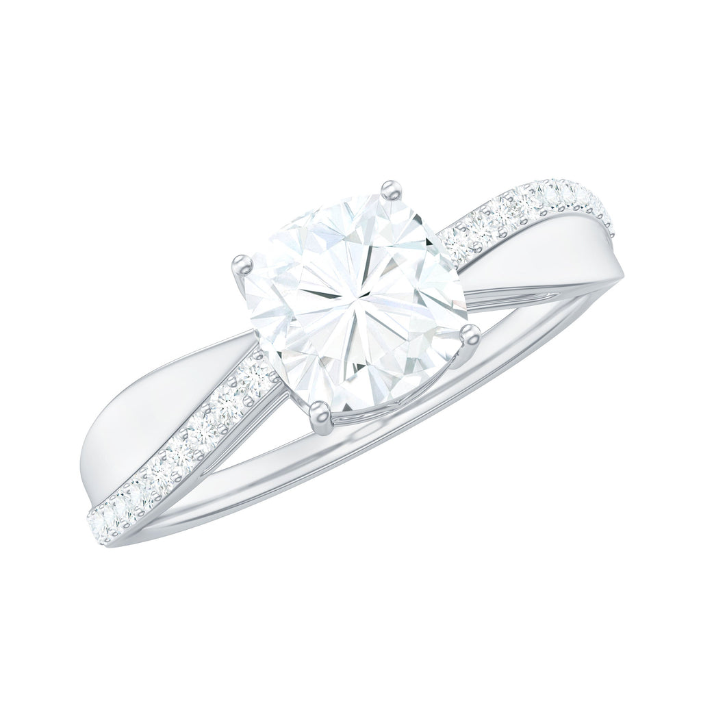Cushion Cut Moissanite Bypass Engagement Ring