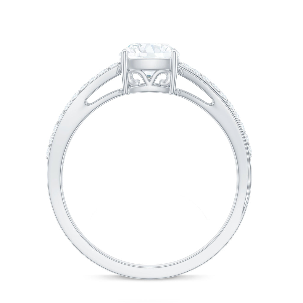 Cushion Cut Moissanite Bypass Engagement Ring