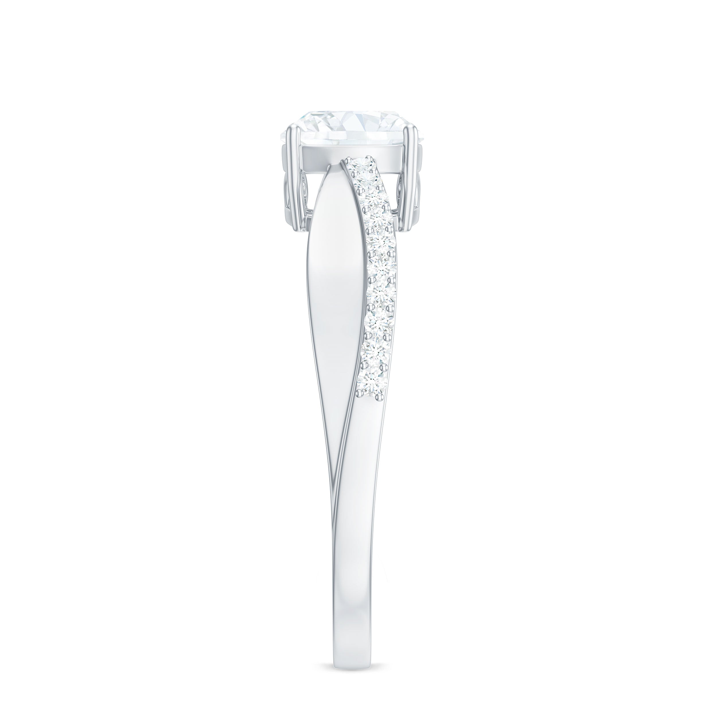 Cushion Cut Moissanite Bypass Engagement Ring