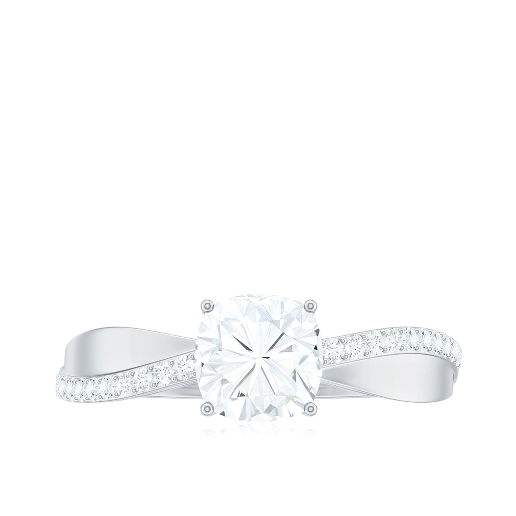 Cushion Cut Moissanite Bypass Engagement Ring