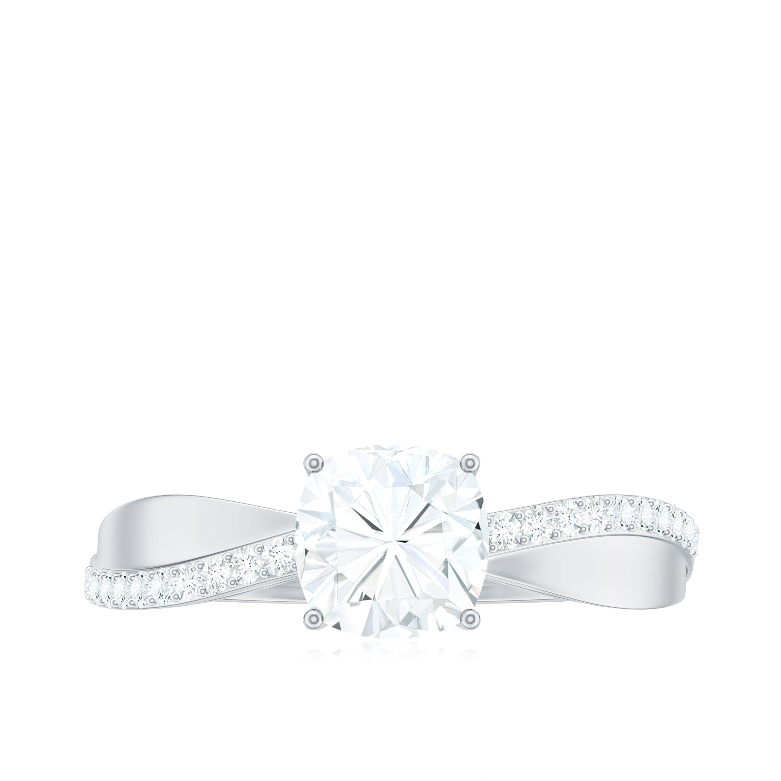 Cushion Cut Moissanite Bypass Engagement Ring