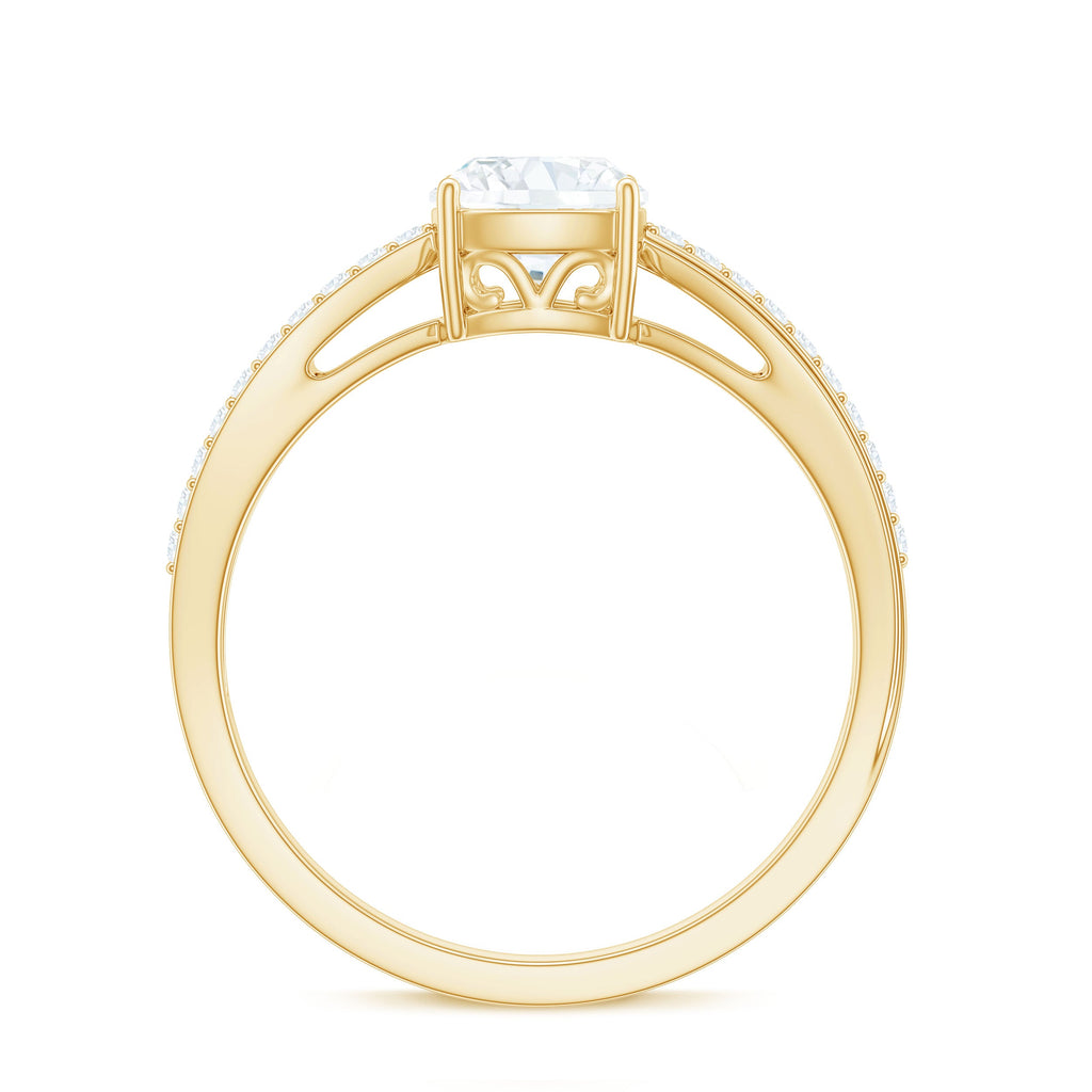 Cushion Cut Moissanite Bypass Engagement Ring