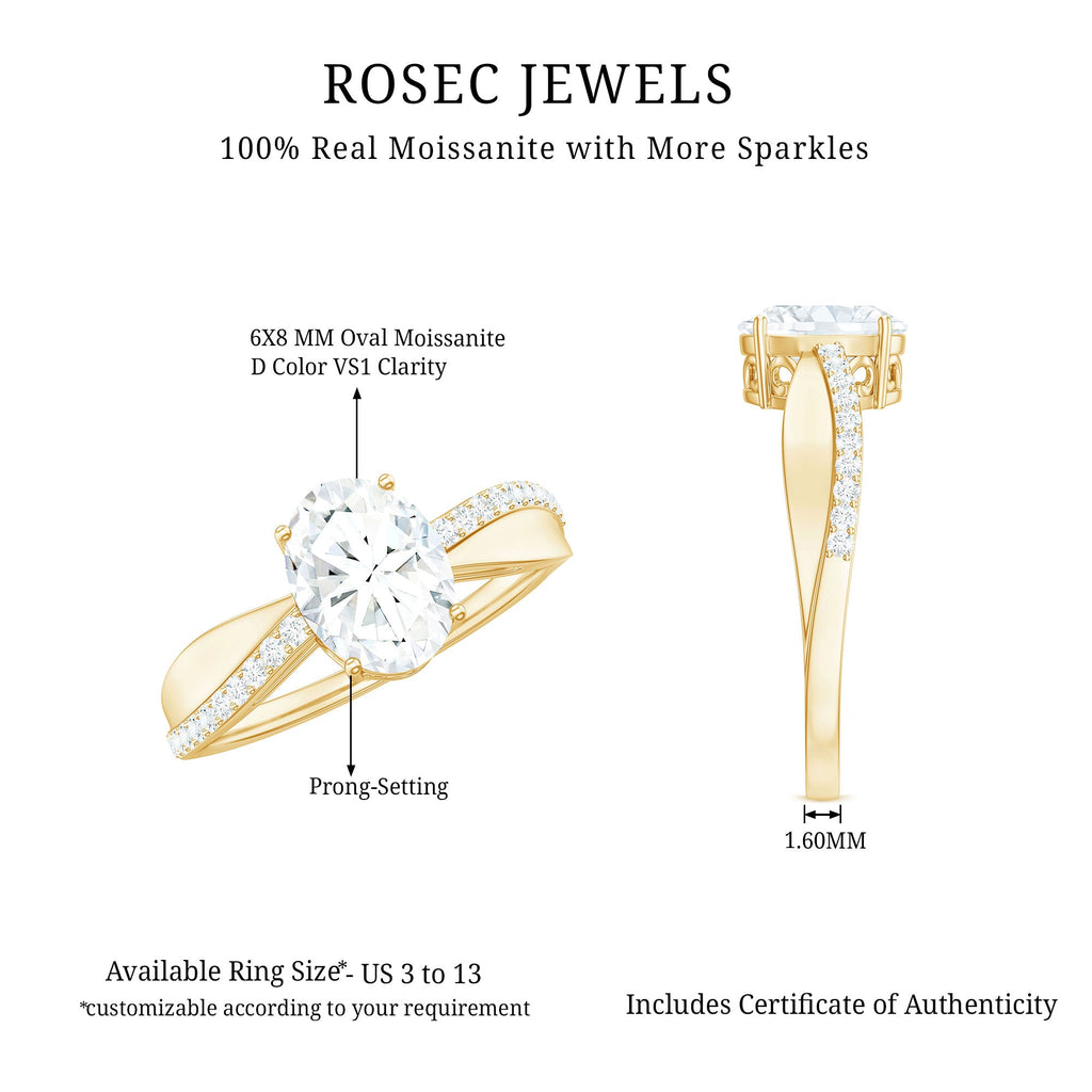 1.2 Carat Brilliant Cut Certified Moissanite Engagement Ring