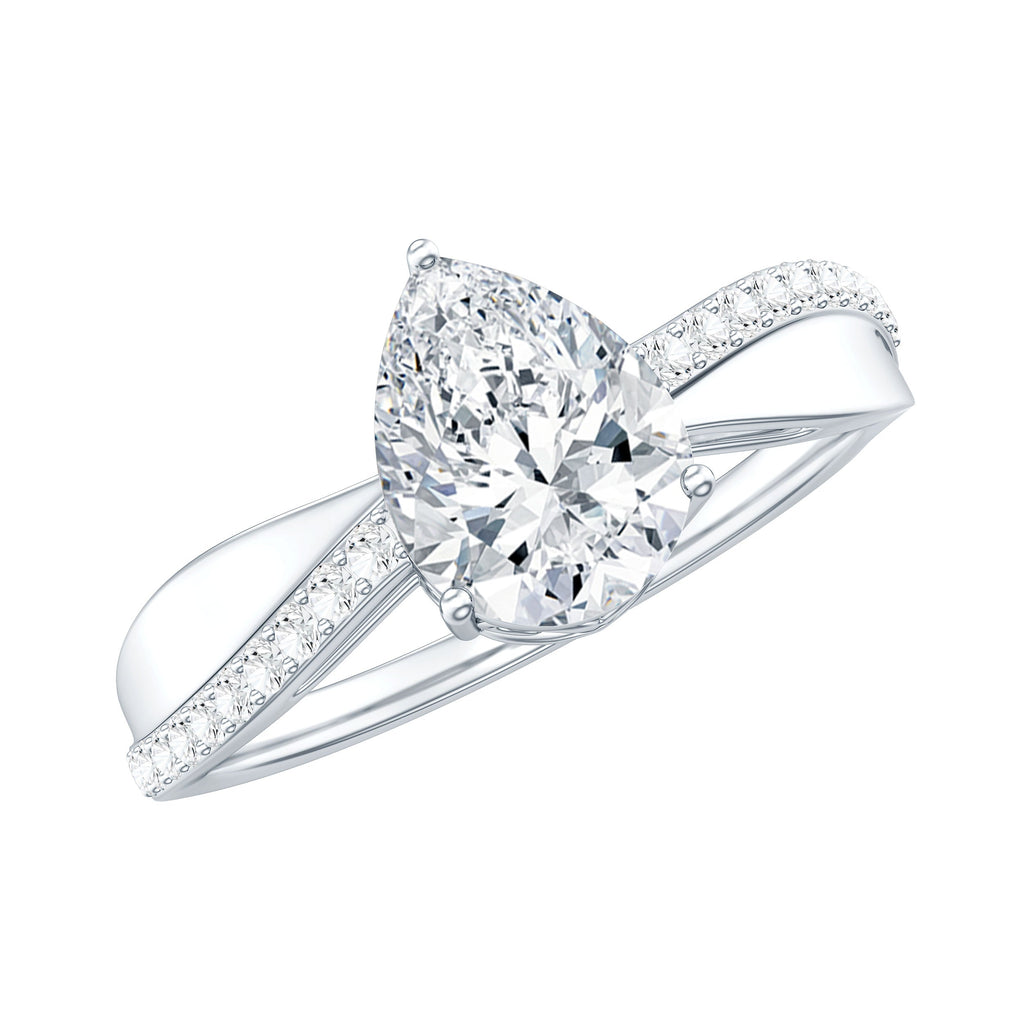 1.3 Carat Pear Shape Moissanite Solitaire Engagement Ring