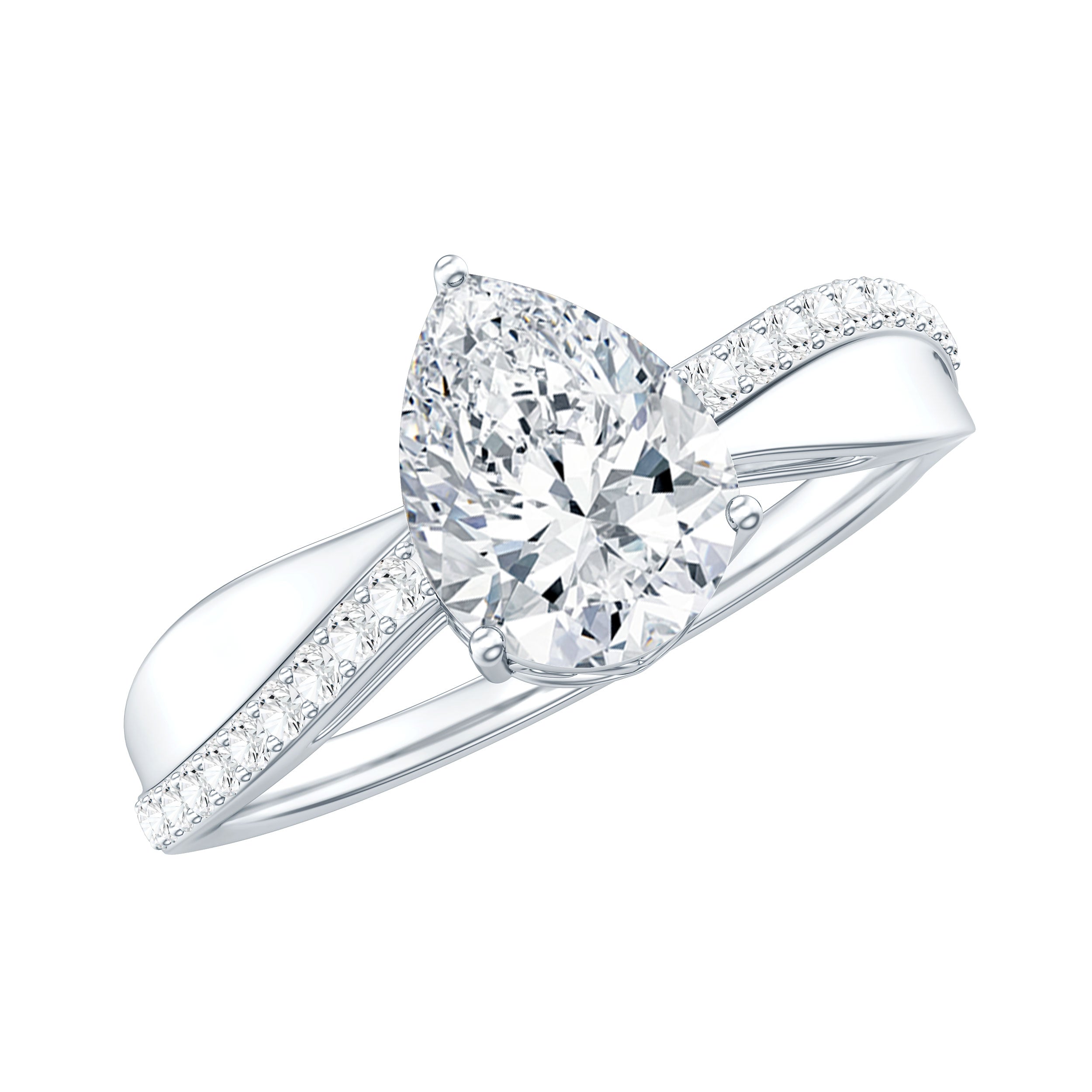 1.3 Carat Pear Shape Moissanite Solitaire Engagement Ring