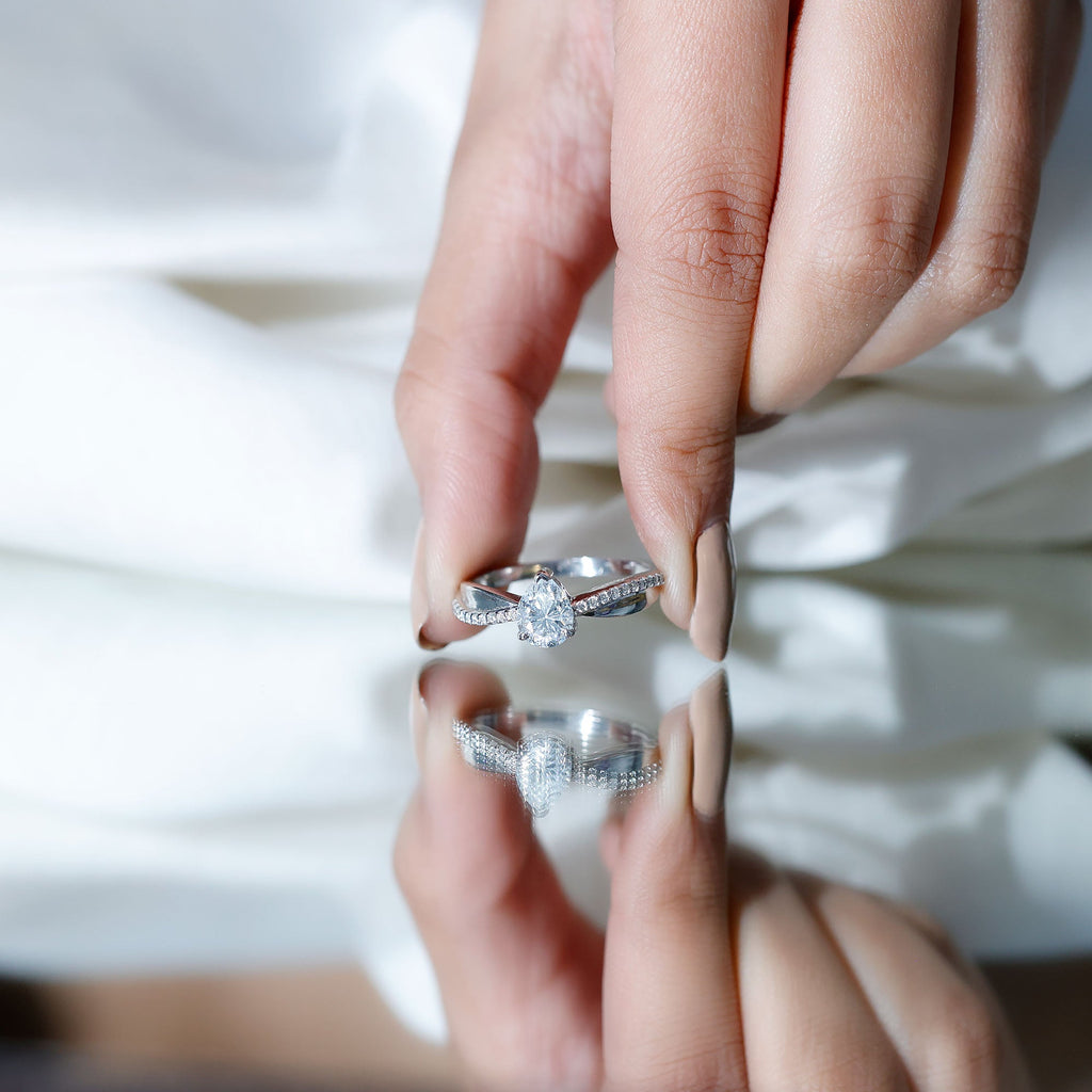 1.3 Carat Pear Shape Moissanite Solitaire Engagement Ring