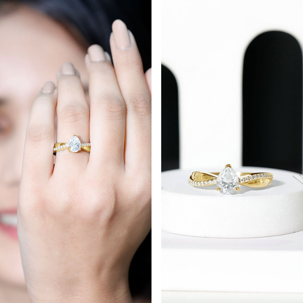 1.3 Carat Pear Shape Moissanite Solitaire Engagement Ring