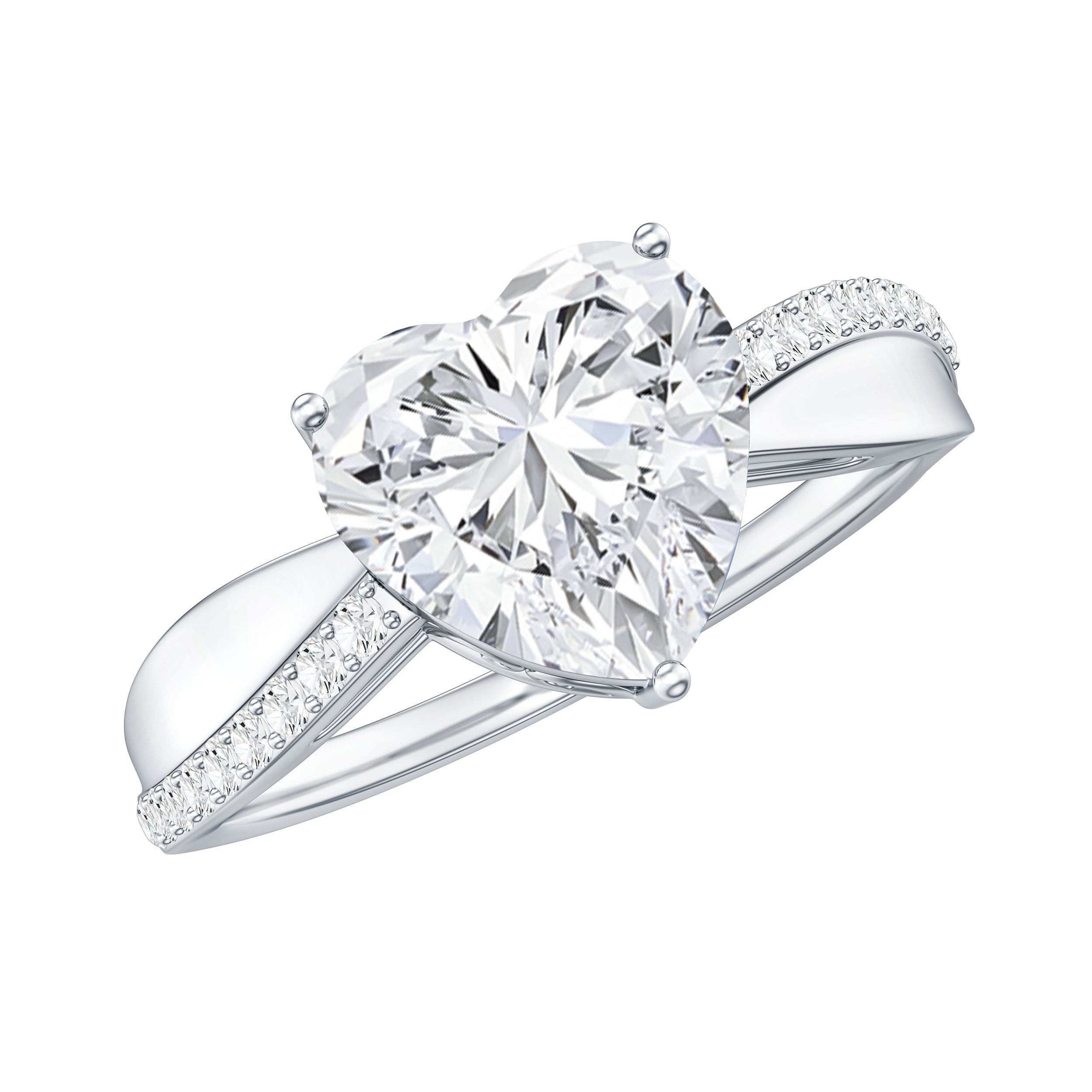 Heart Shape Moissanite Solitaire Engagement Ring for Her