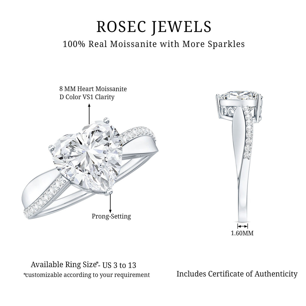Heart Shape Moissanite Solitaire Engagement Ring for Her