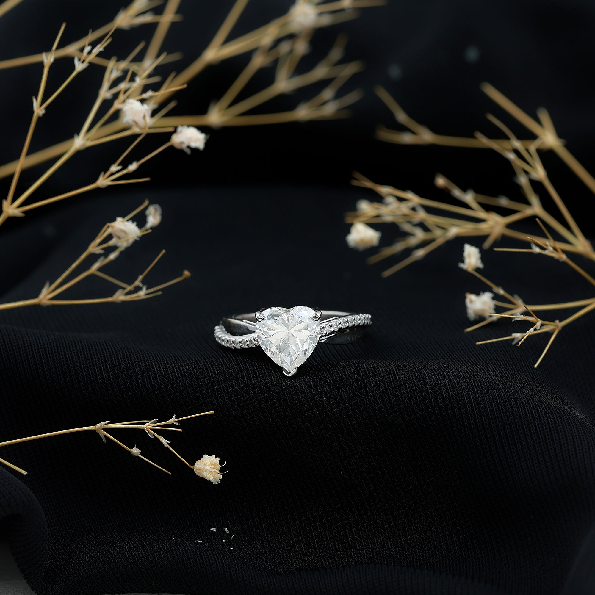 Heart Shape Moissanite Solitaire Engagement Ring for Her
