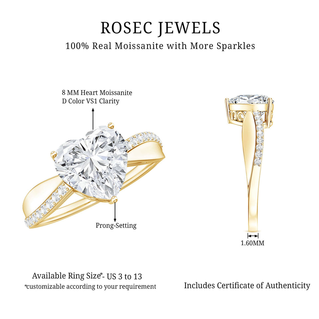 Heart Shape Moissanite Solitaire Engagement Ring for Her