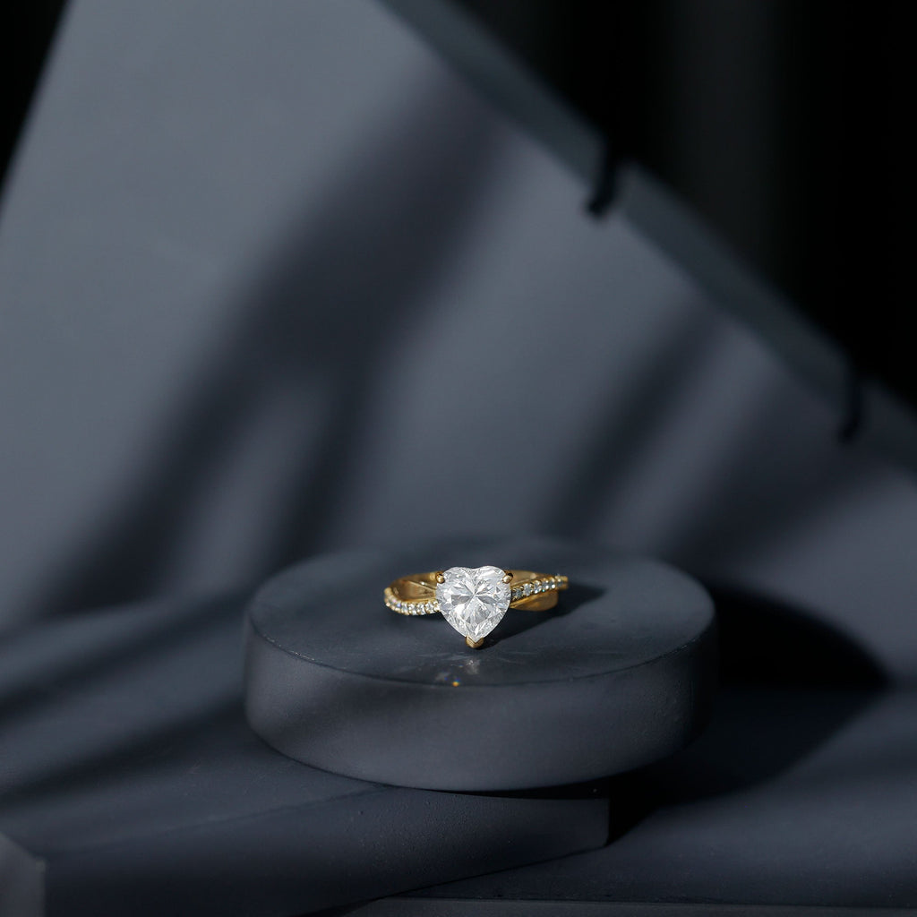Heart Shape Moissanite Solitaire Engagement Ring for Her