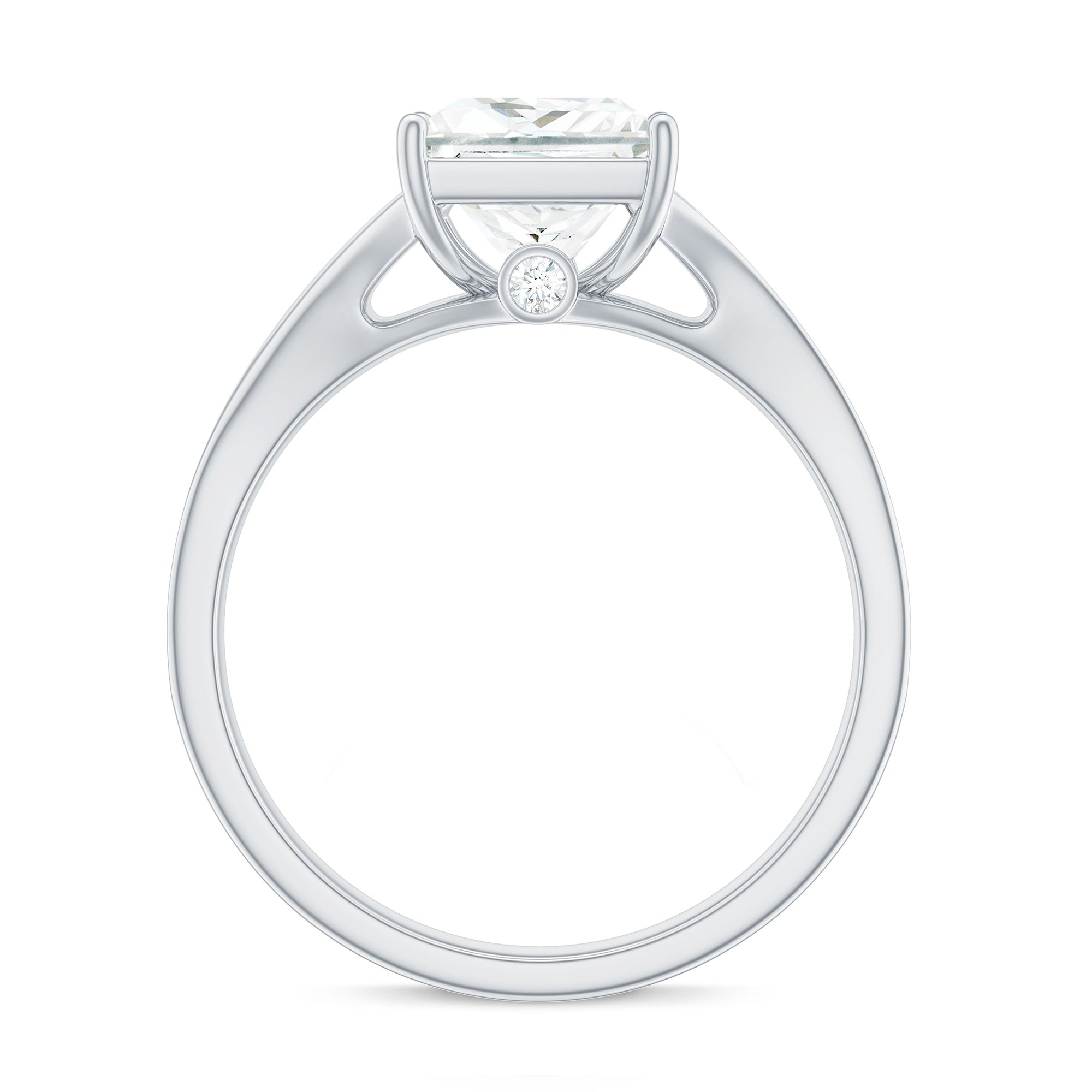 3 Carat Princess Cut Moissanite Solitaire Engagement Ring with Split Shank