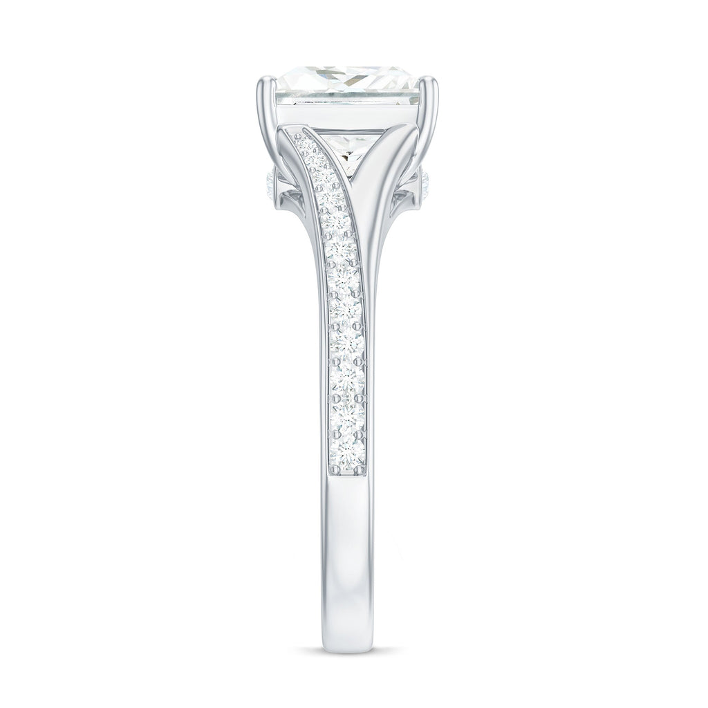 3 Carat Princess Cut Moissanite Solitaire Engagement Ring with Split Shank