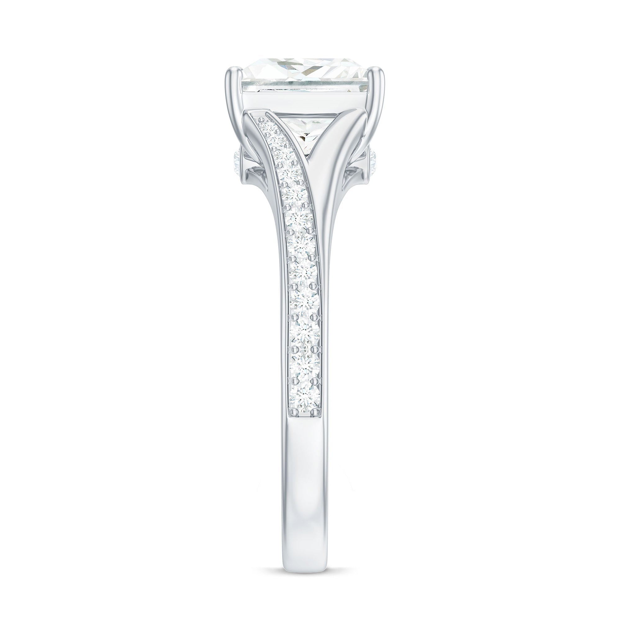 3 Carat Princess Cut Moissanite Solitaire Engagement Ring with Split Shank