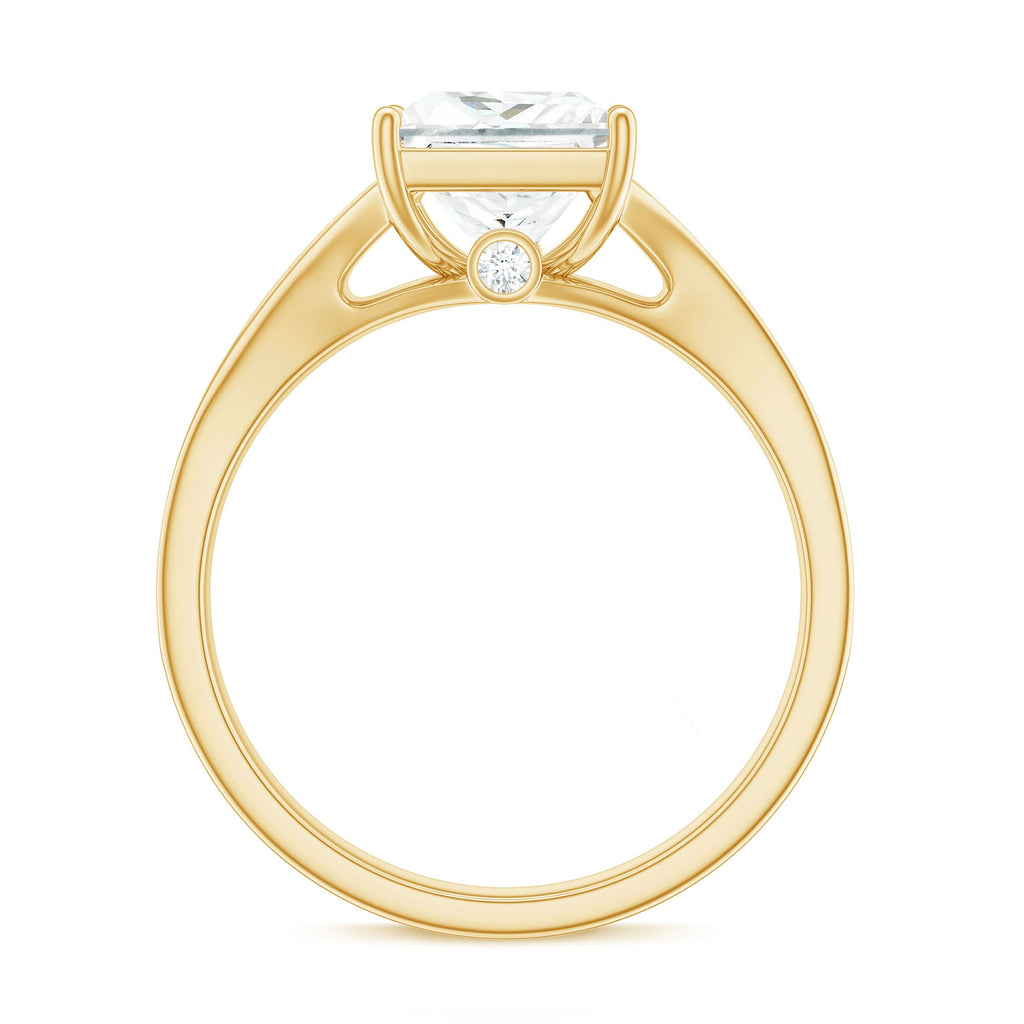 3 Carat Princess Cut Moissanite Solitaire Engagement Ring with Split Shank