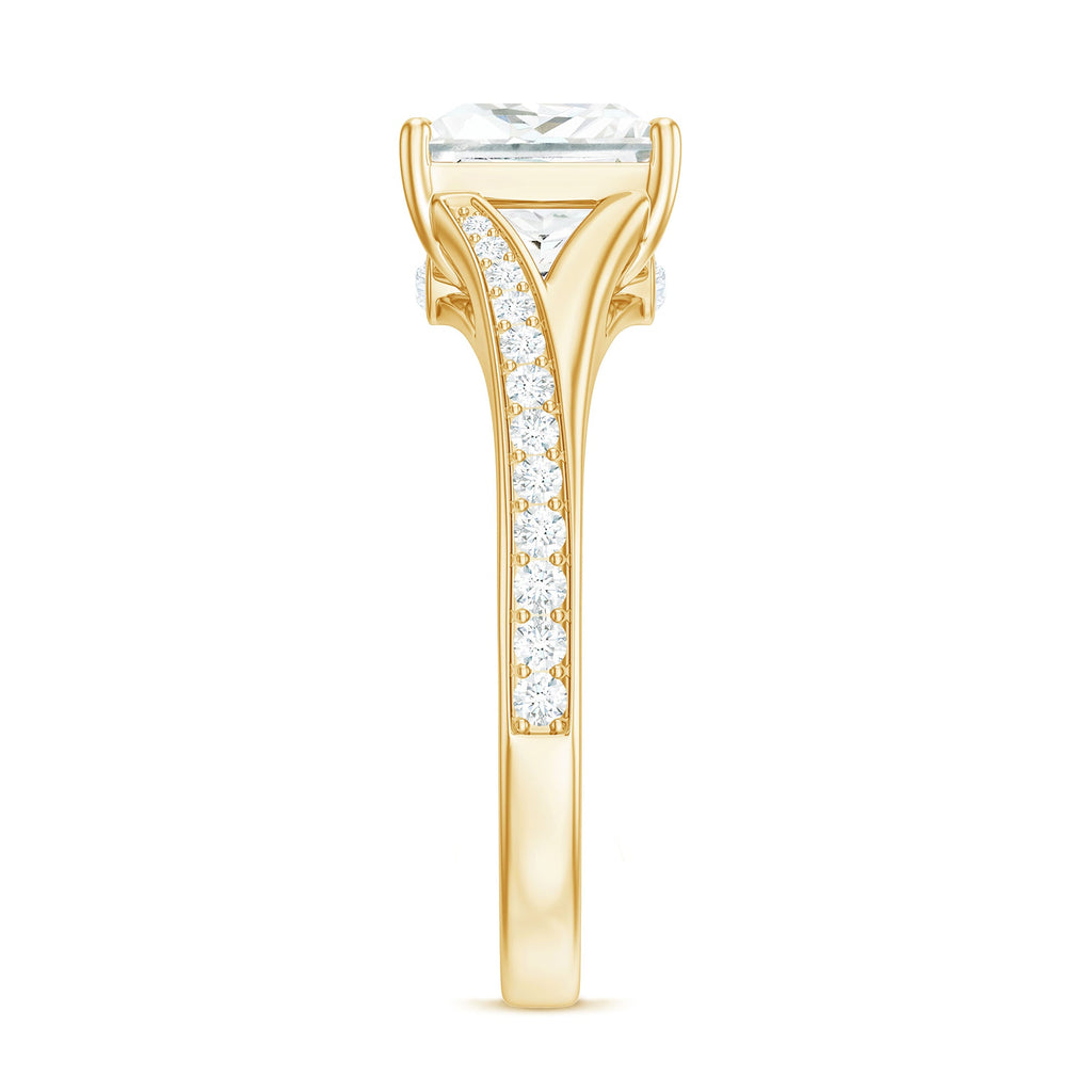 3 Carat Princess Cut Moissanite Solitaire Engagement Ring with Split Shank