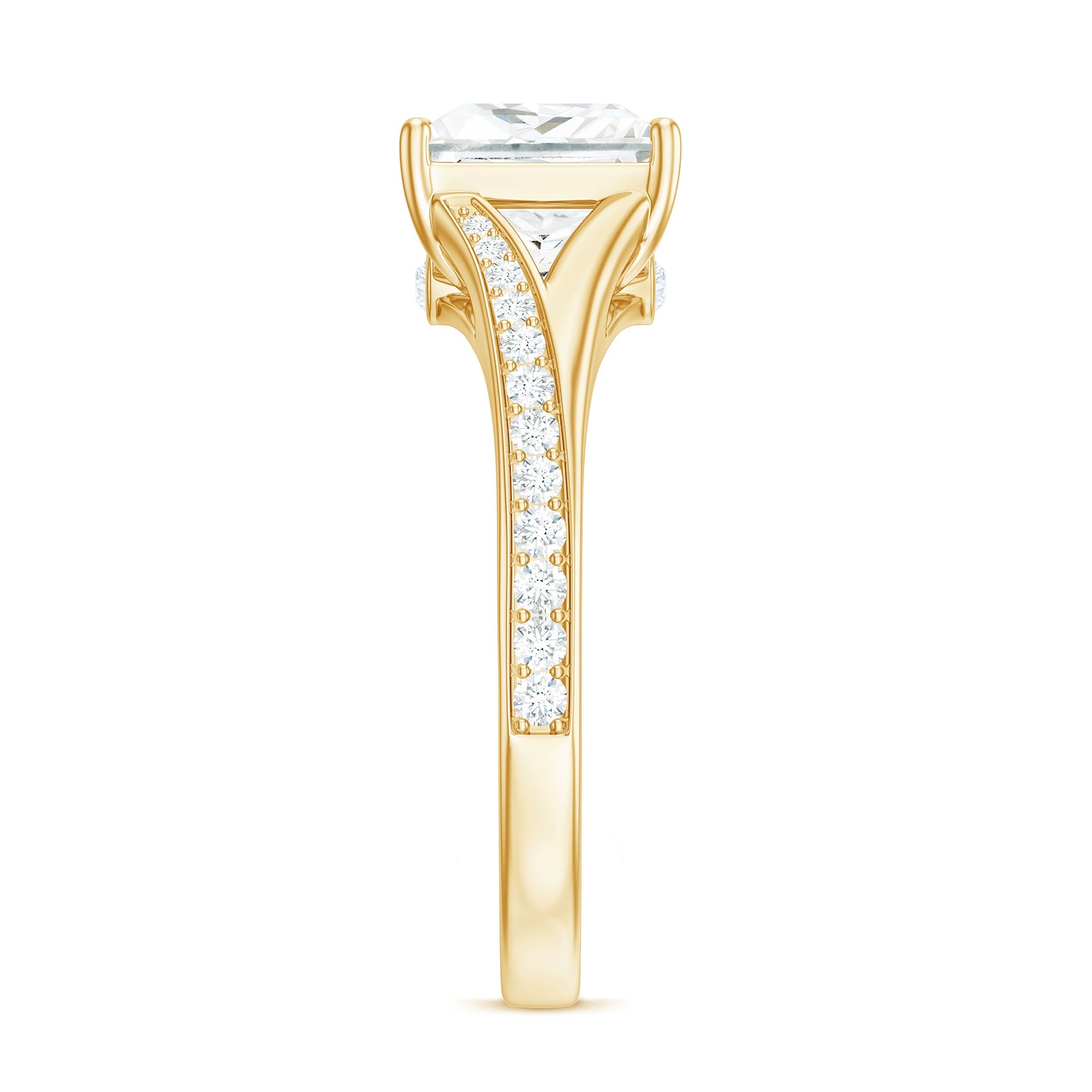 3 Carat Princess Cut Moissanite Solitaire Engagement Ring with Split Shank