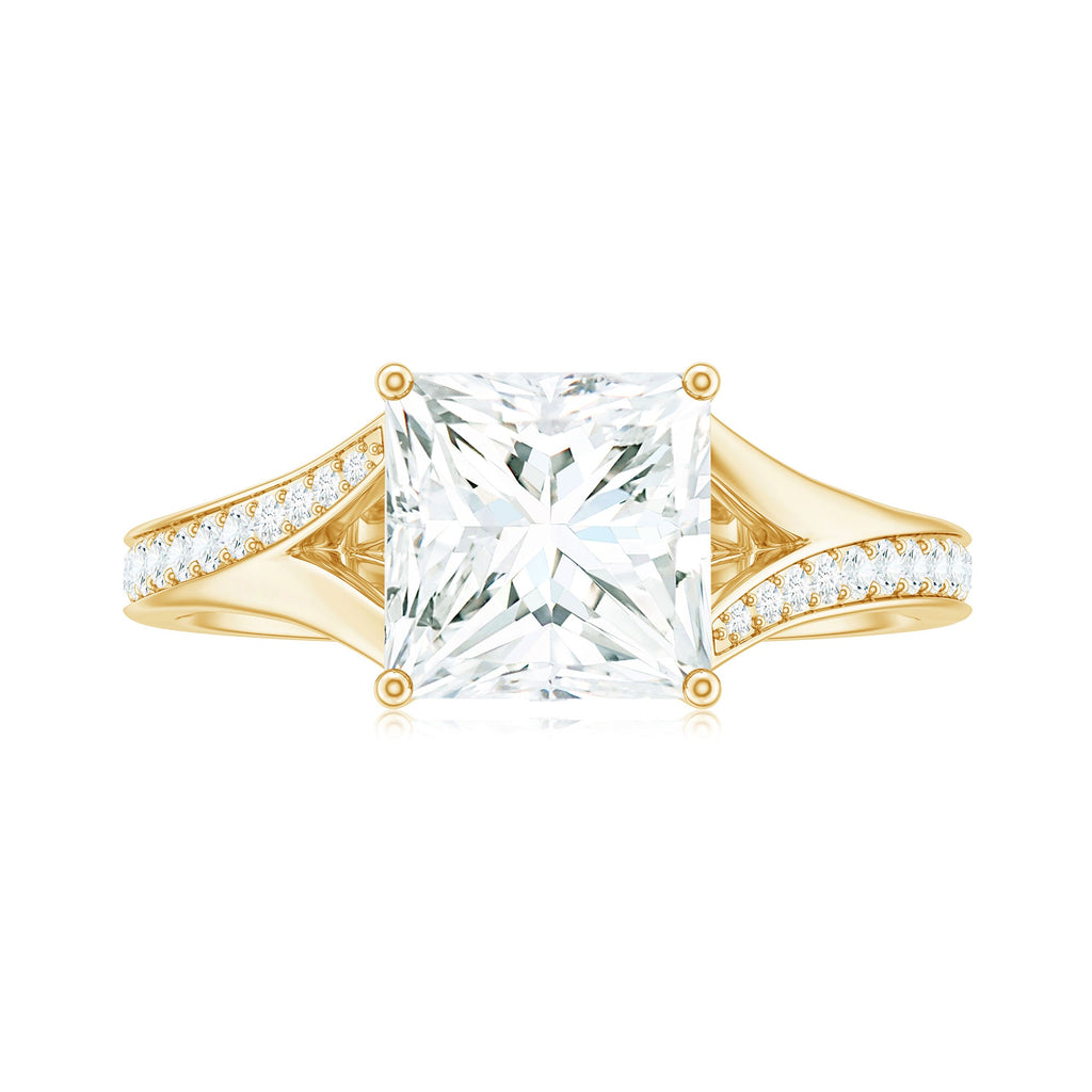 3 Carat Princess Cut Moissanite Solitaire Engagement Ring with Split Shank