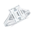 Emerald Cut Moissanite Solitaire Engagement Ring with Split Shank
