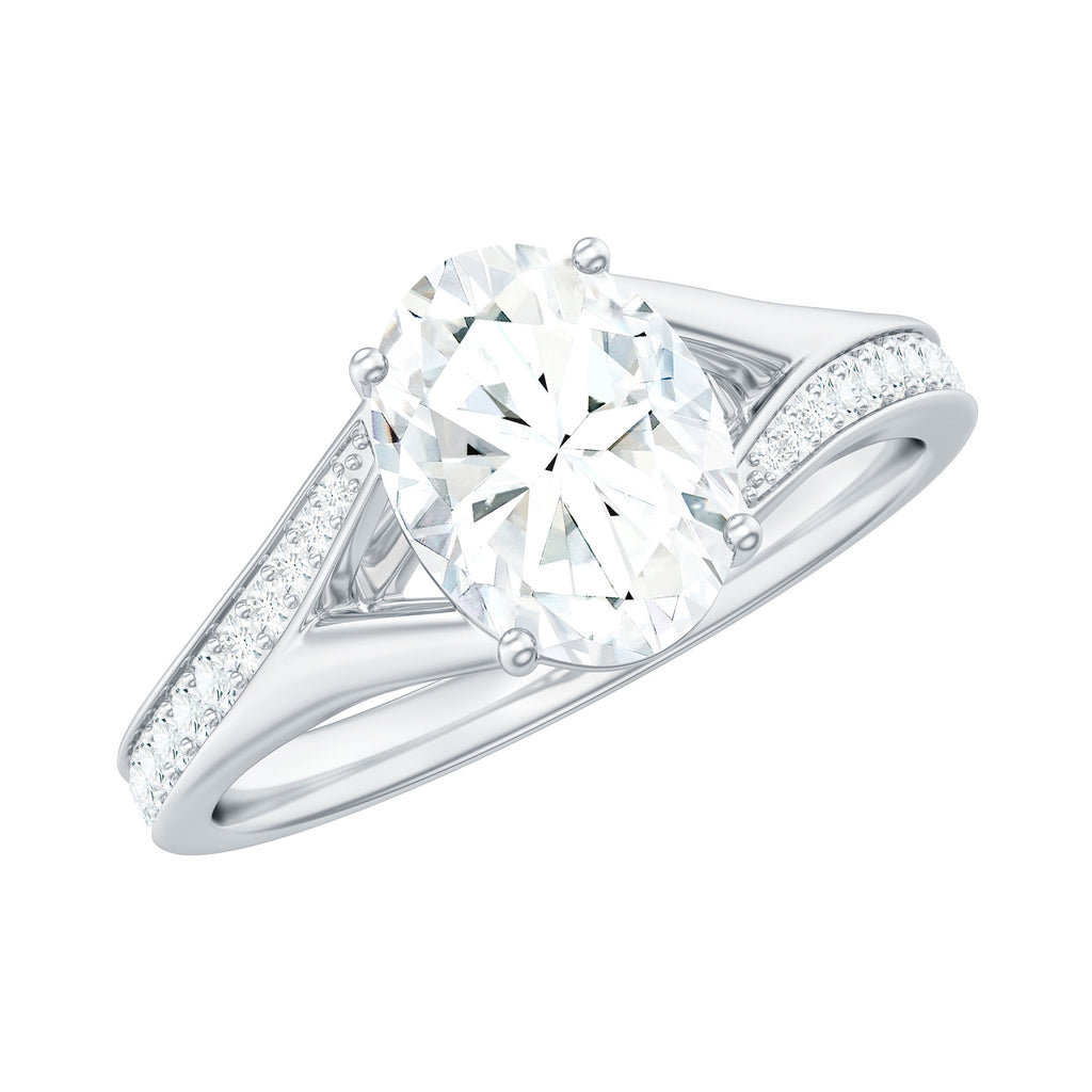1.2 Carat Oval Cut Moissanite Solitaire Engagement Ring with Split Shank