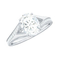 1.2 Carat Oval Cut Moissanite Solitaire Engagement Ring with Split Shank