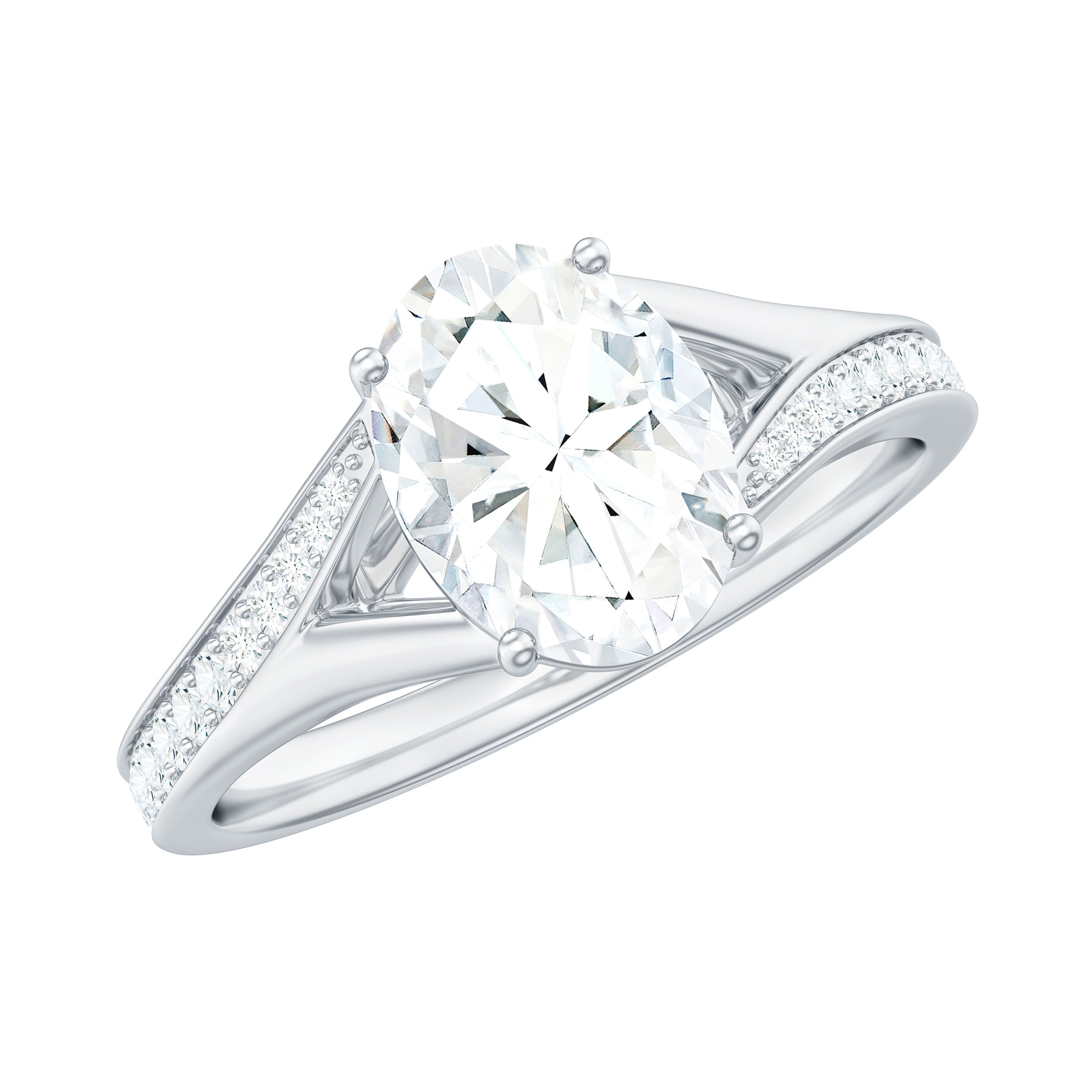 1.2 Carat Oval Cut Moissanite Solitaire Engagement Ring with Split Shank