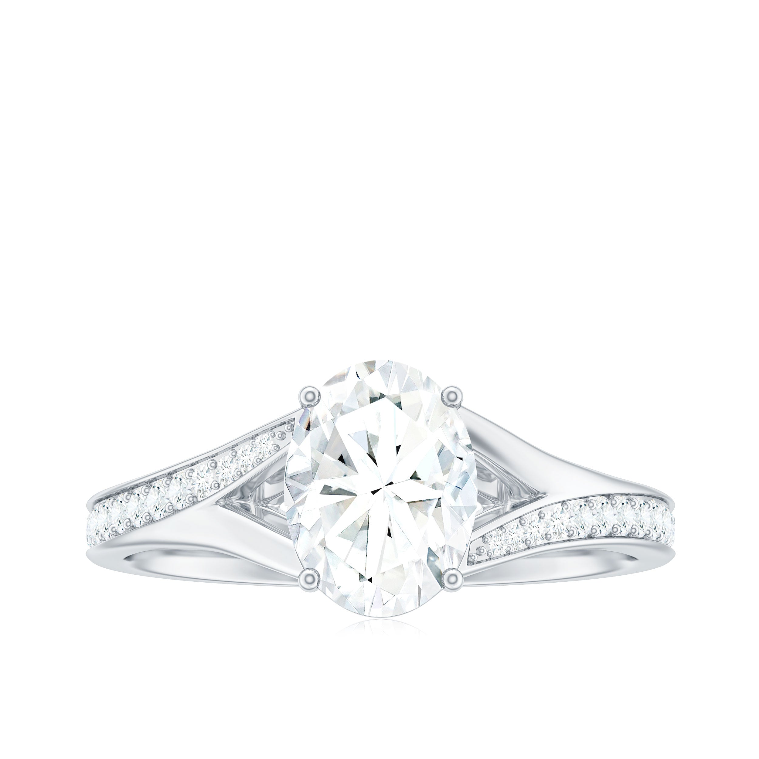 1.2 Carat Oval Cut Moissanite Solitaire Engagement Ring with Split Shank