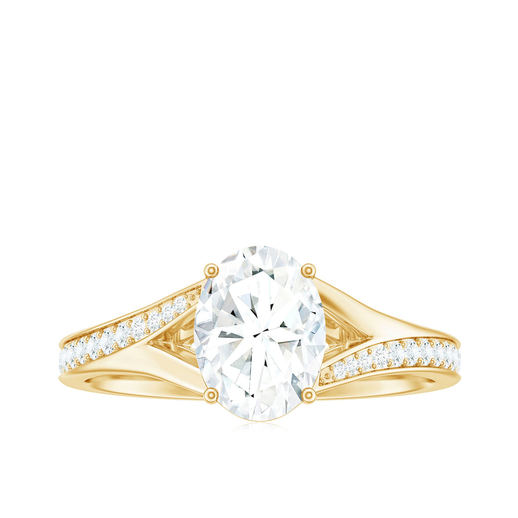 1.2 Carat Oval Cut Moissanite Solitaire Engagement Ring with Split Shank