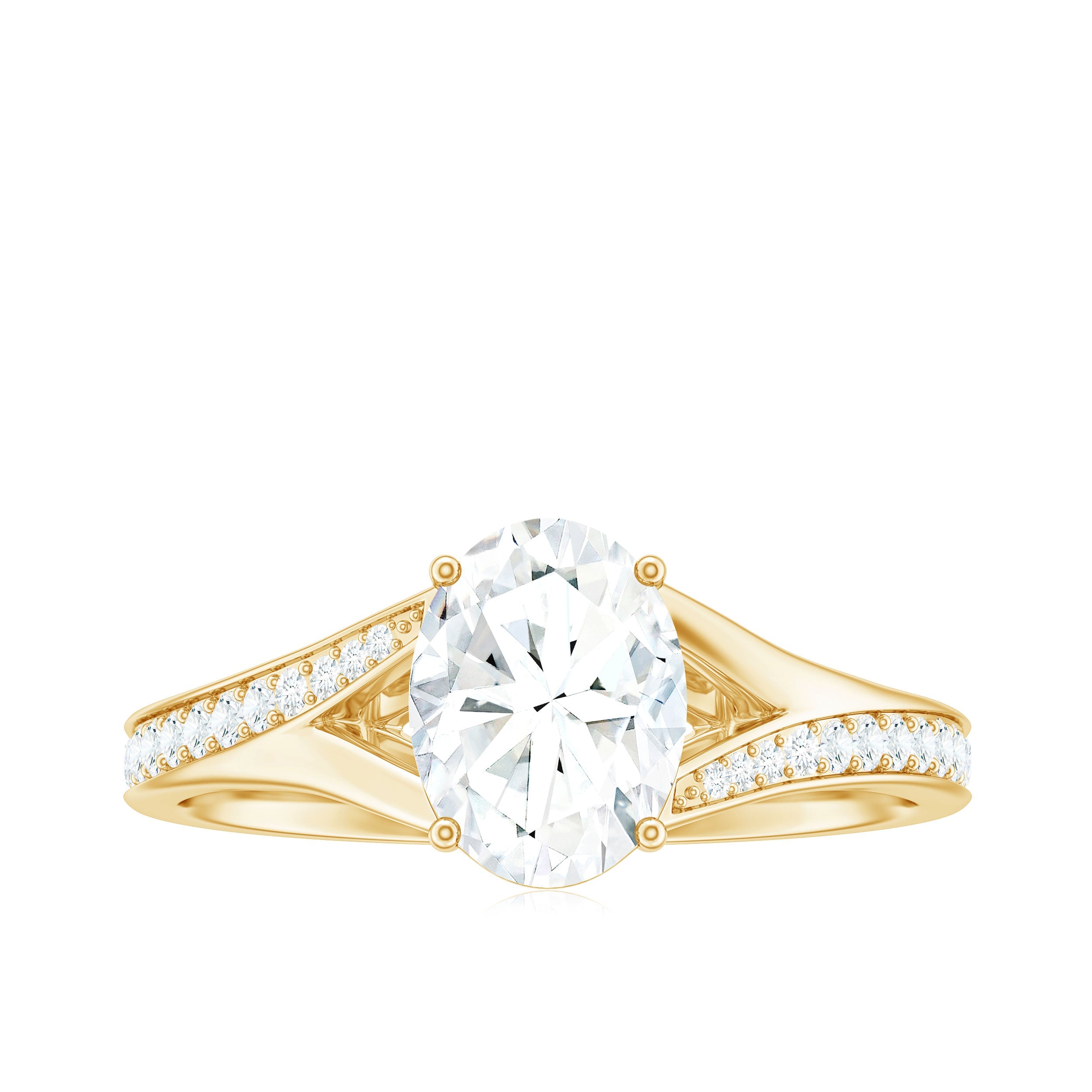 1.2 Carat Oval Cut Moissanite Solitaire Engagement Ring with Split Shank