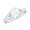 1.3 Carat Pear Cut Moissanite Solitaire Engagement Ring with Split Shank