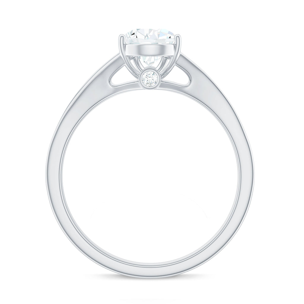 1.3 Carat Pear Cut Moissanite Solitaire Engagement Ring with Split Shank