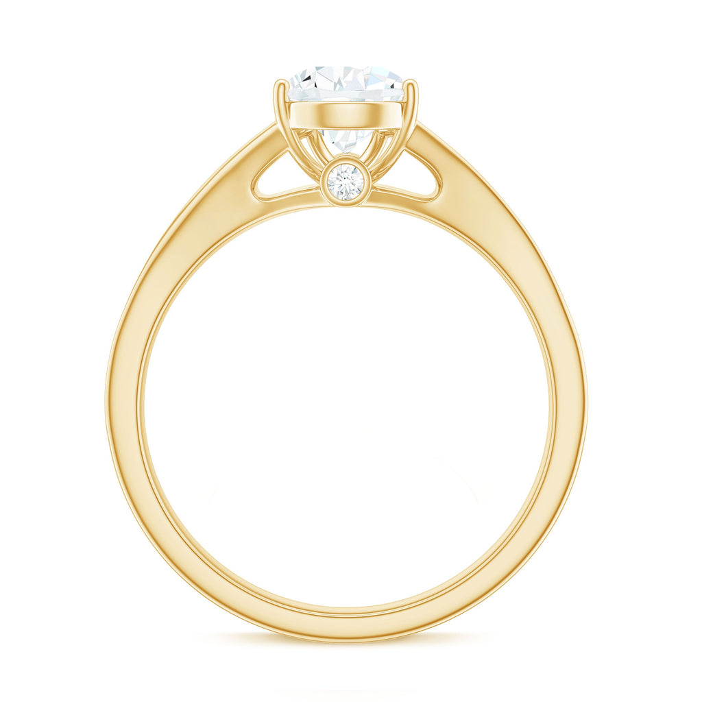 1.3 Carat Pear Cut Moissanite Solitaire Engagement Ring with Split Shank