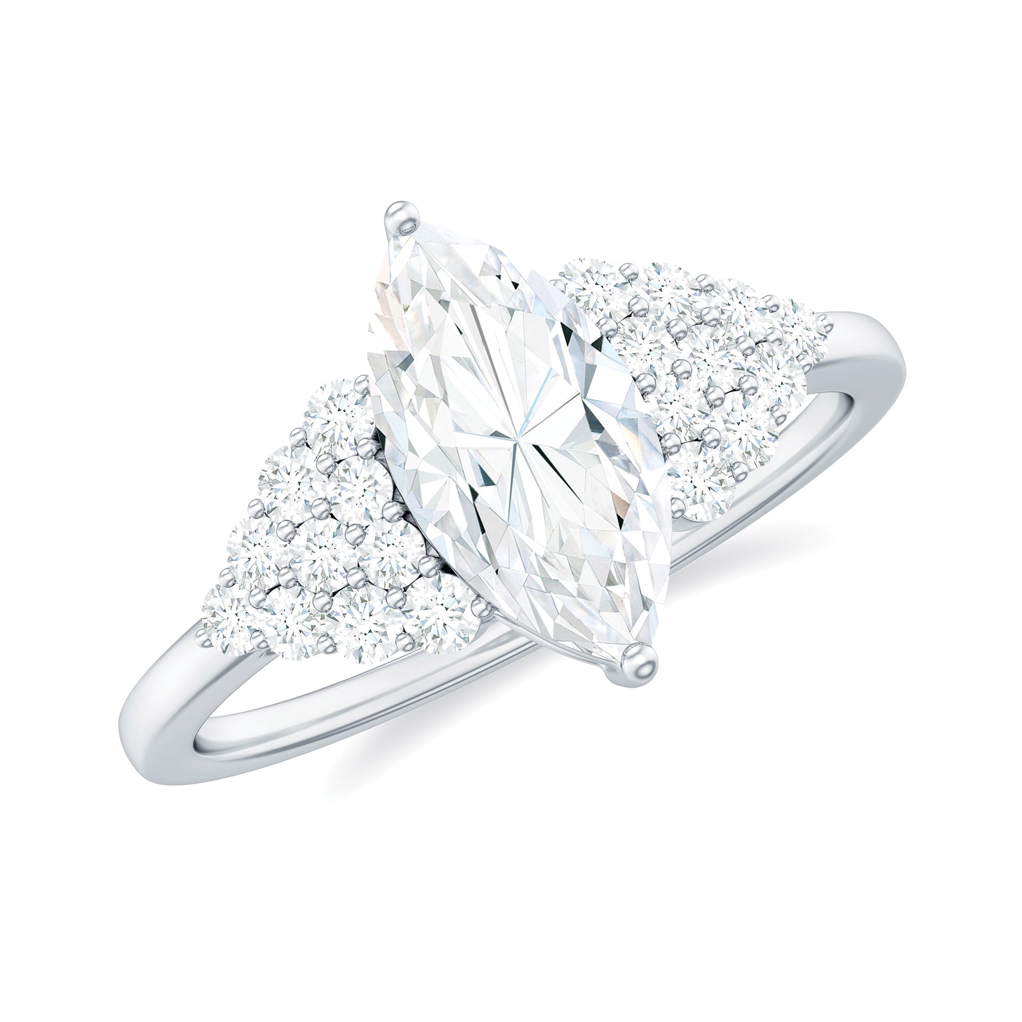 1 Carat Marquise Cut Moissanite Classic Engagement Ring