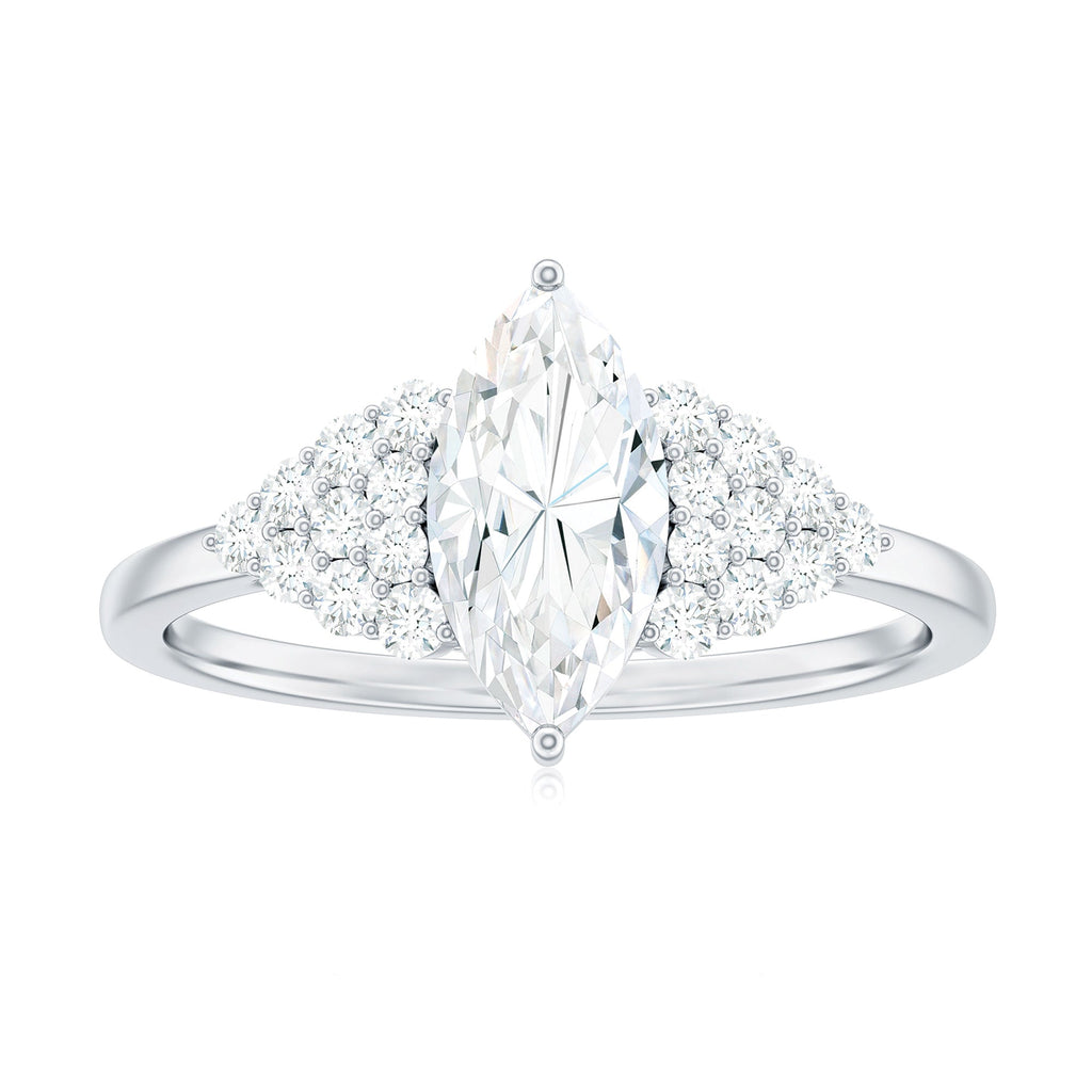 1 Carat Marquise Cut Moissanite Classic Engagement Ring