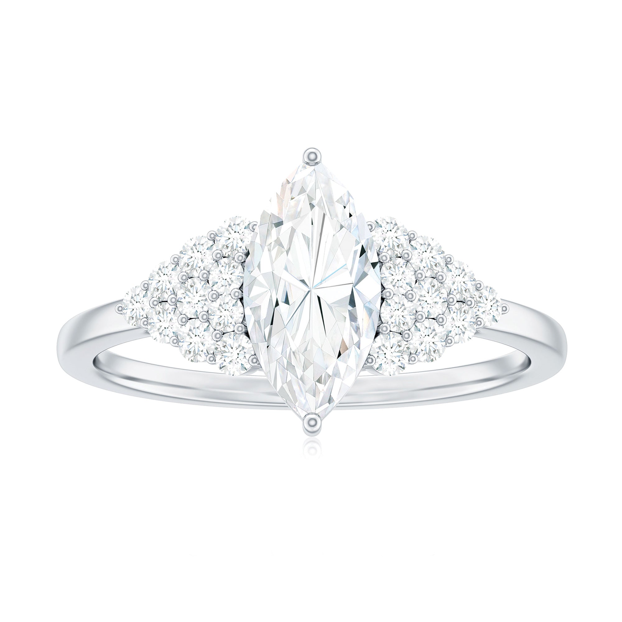 1 Carat Marquise Cut Moissanite Classic Engagement Ring