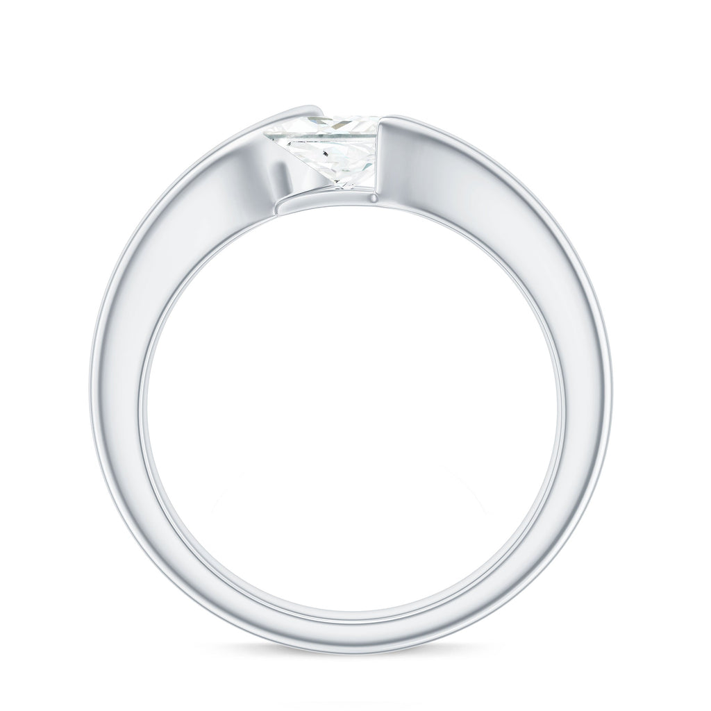 0.7 Carat Princess Cut Moissanite Solitaire Ring in Tension Setting