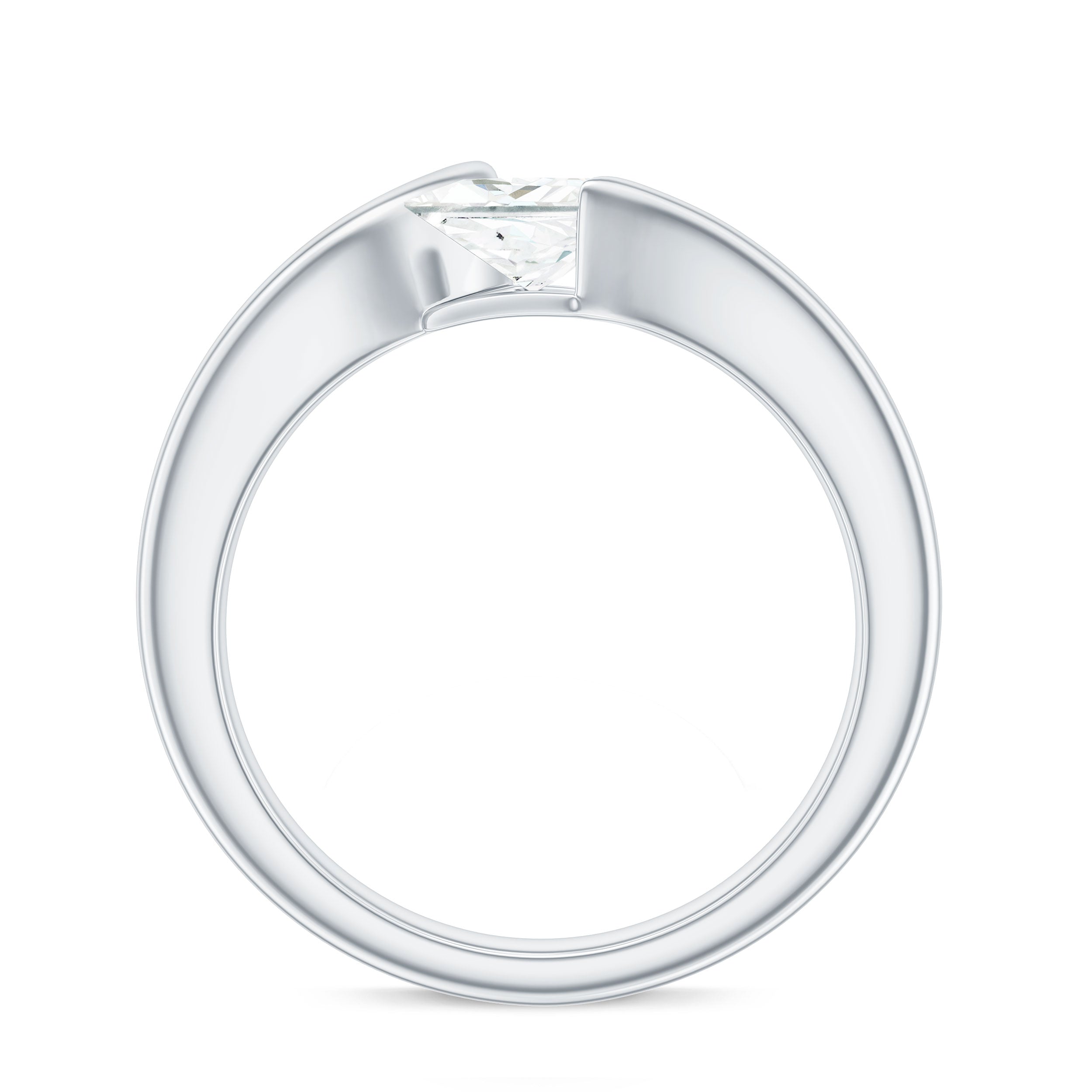 0.7 Carat Princess Cut Moissanite Solitaire Ring in Tension Setting