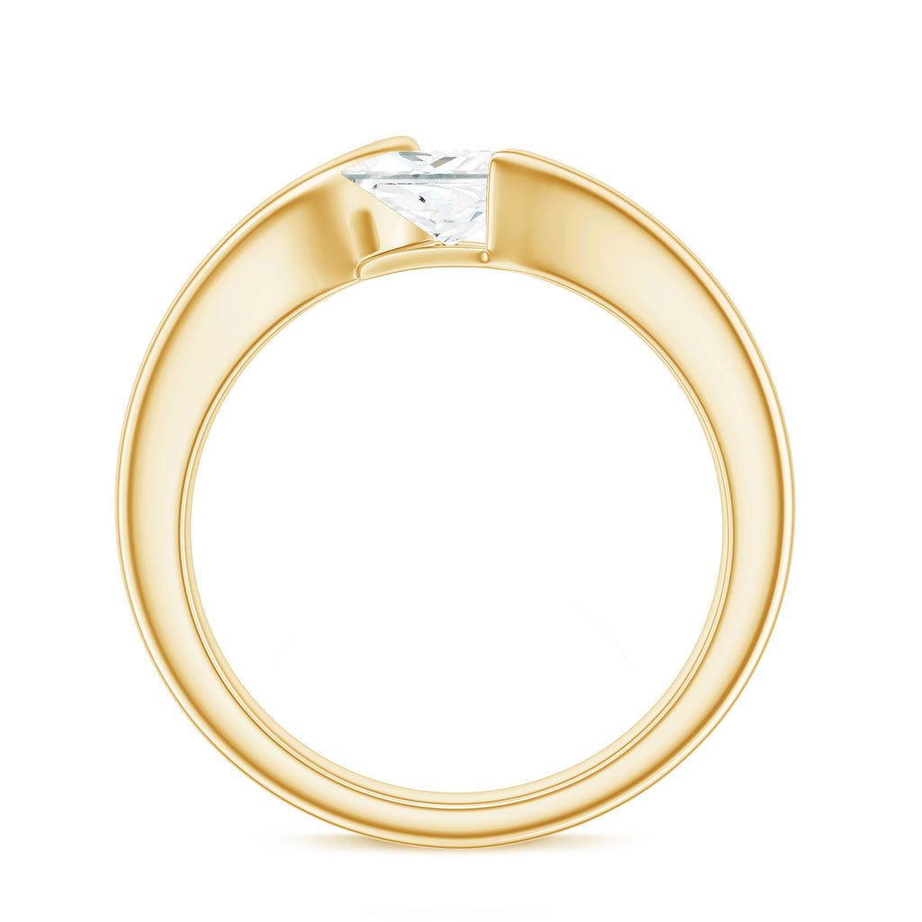 0.7 Carat Princess Cut Moissanite Solitaire Ring in Tension Setting