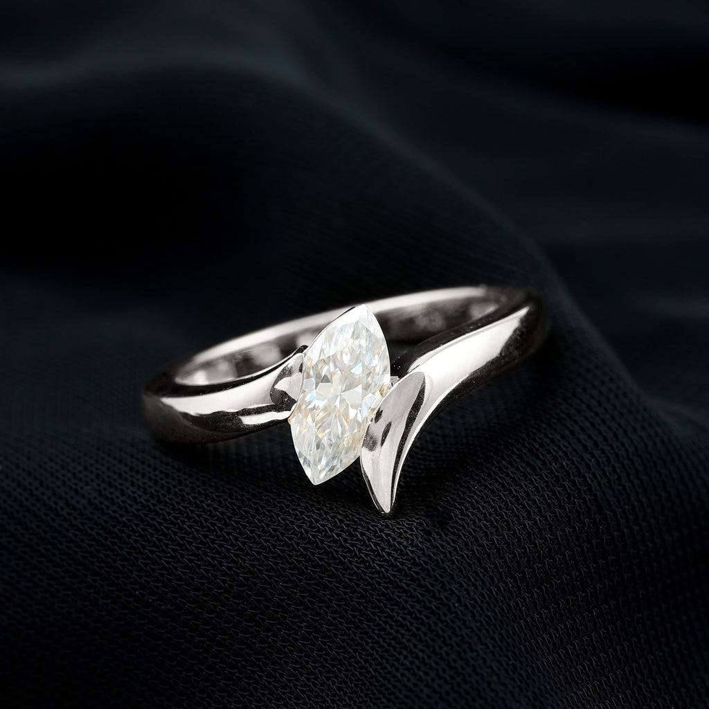 Moissanite Marquise Cut Engagement Ring In Tension Setting