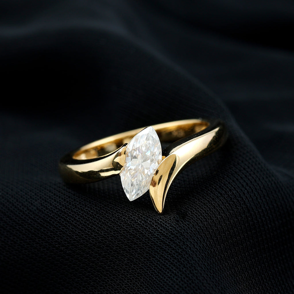 Moissanite Marquise Cut Engagement Ring In Tension Setting