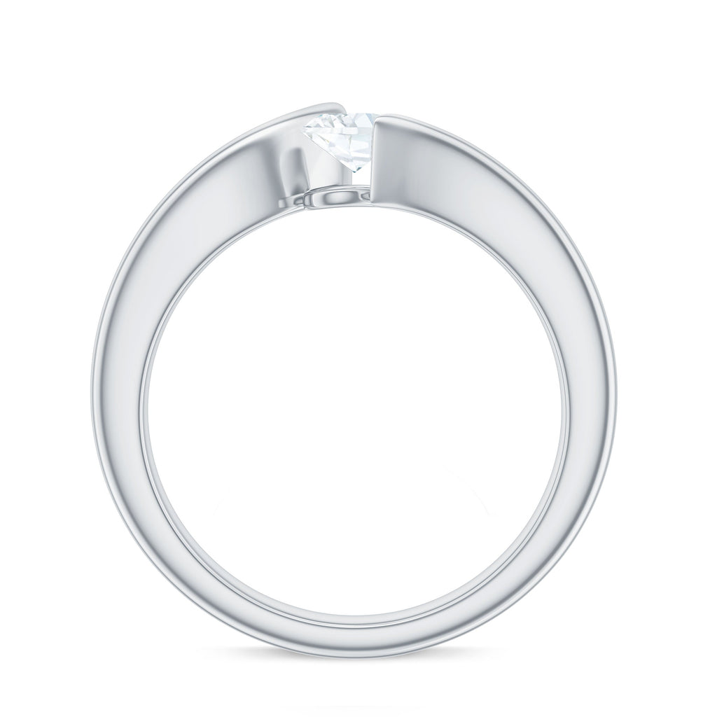 0.4 Carat Oval Cut Moissanite Solitaire Bypass Ring