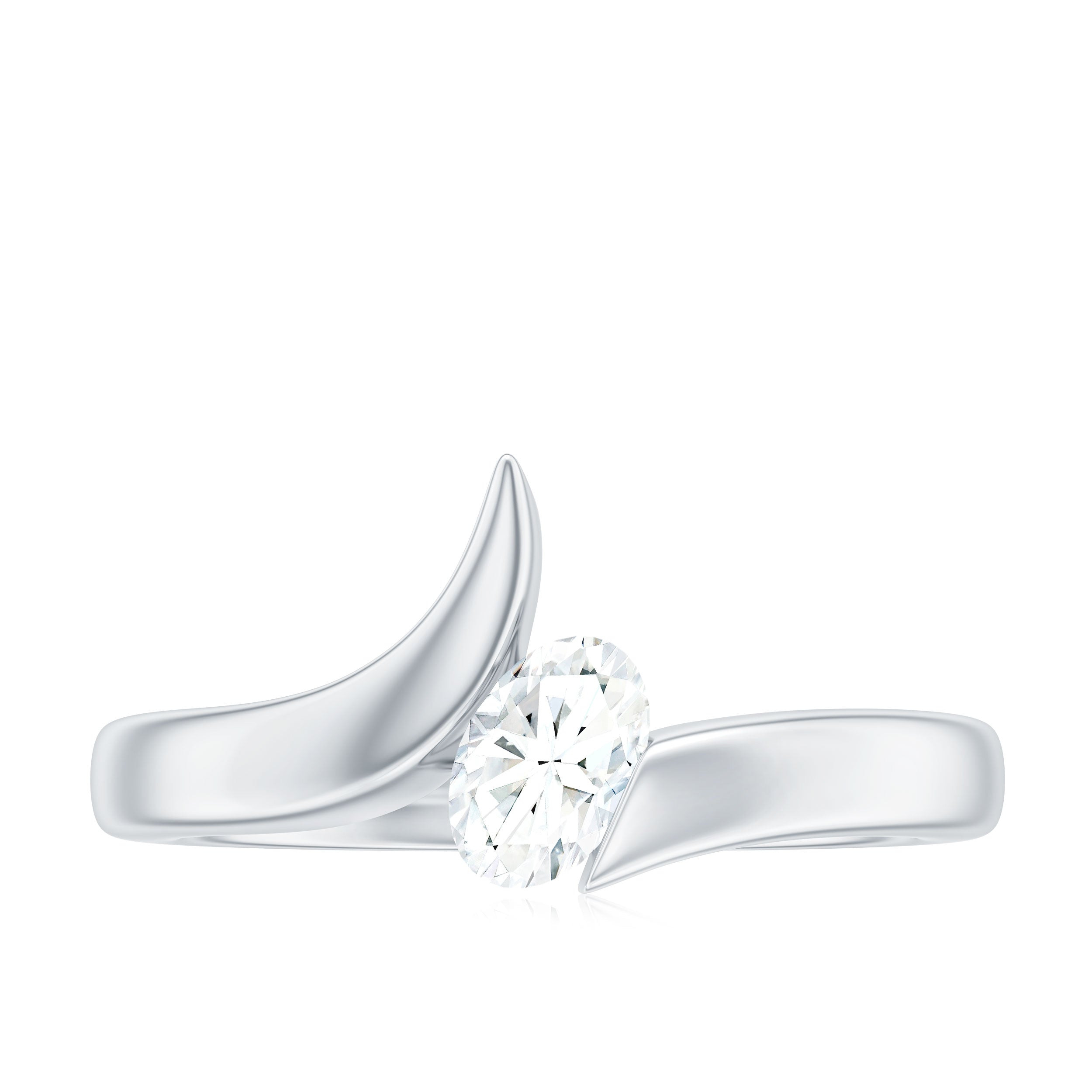 0.4 Carat Oval Cut Moissanite Solitaire Bypass Ring