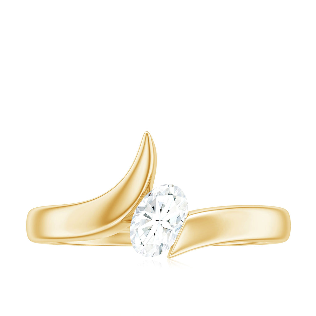 0.4 Carat Oval Cut Moissanite Solitaire Bypass Ring