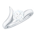 1.7 Carat Cushion Cut Moissanite Solitaire Engagement Ring with Bypass Shank