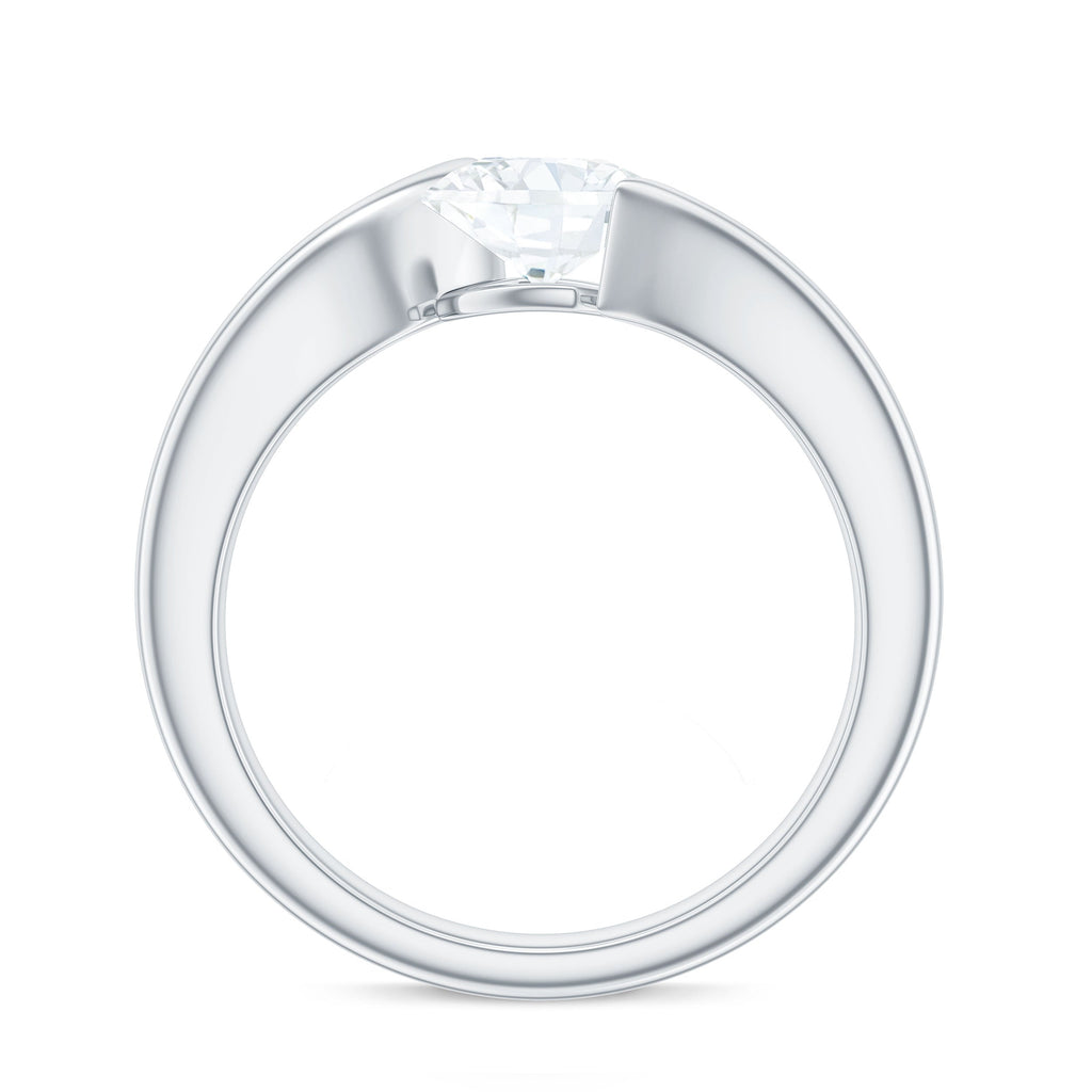 1.7 Carat Cushion Cut Moissanite Solitaire Engagement Ring with Bypass Shank