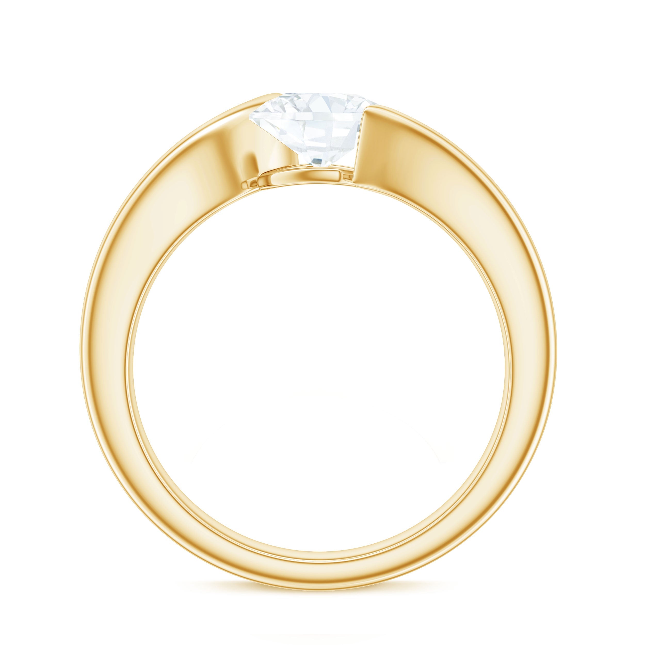 1.7 Carat Cushion Cut Moissanite Solitaire Engagement Ring with Bypass Shank