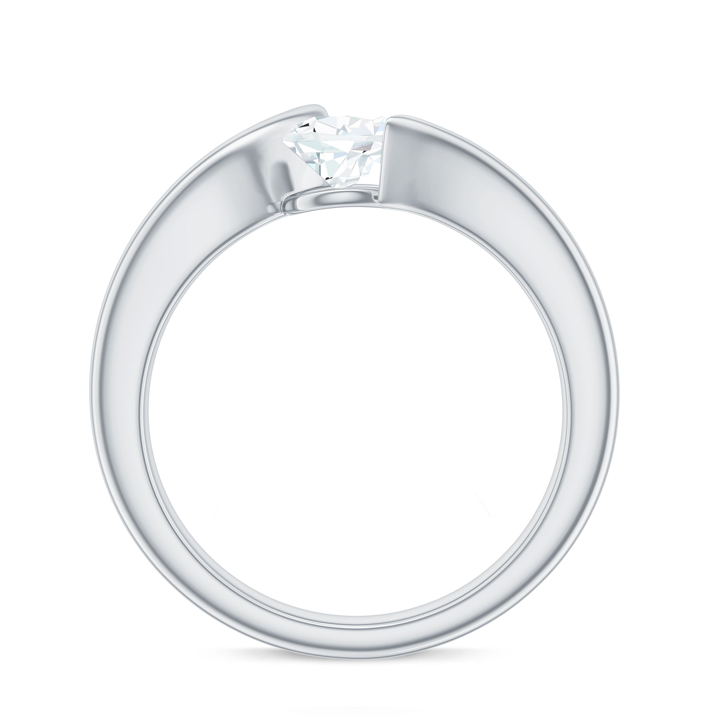 0.7 Carat Pear Cut Moissanite Solitaire Ring with Bypass Shank