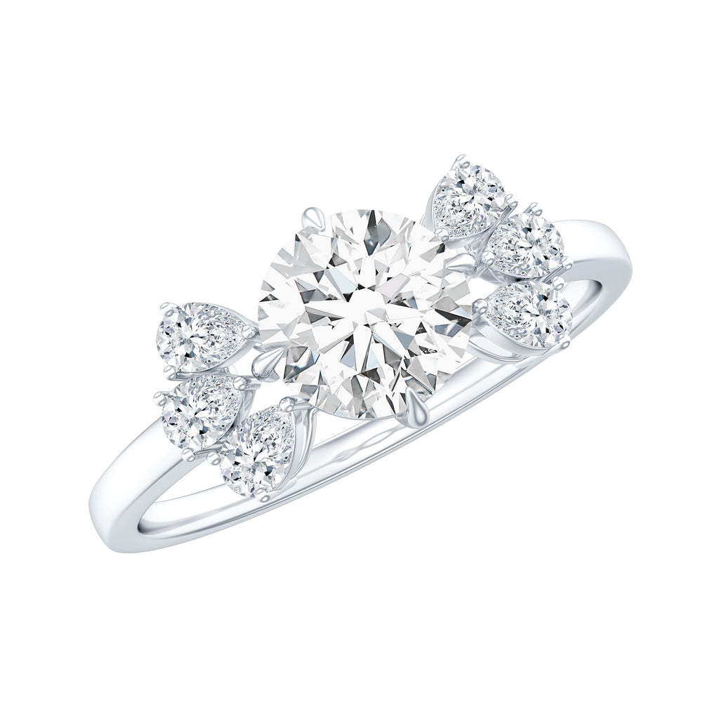 0.9 Carat Round Moissanite Minimal Solitaire Engagement Ring